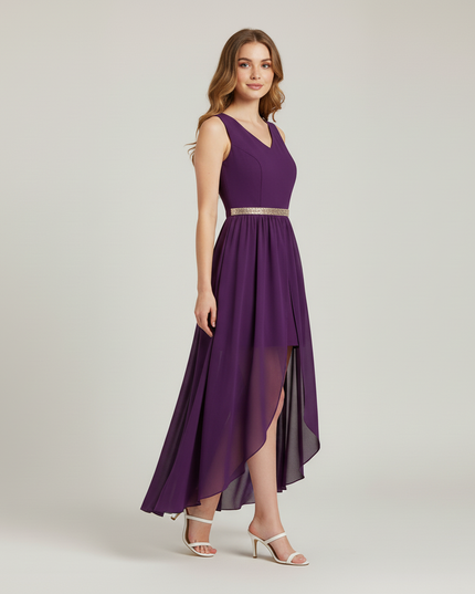 Jugendweihe Kleid Lila Perlen Einschulter | Festlich - Ansicht 3
