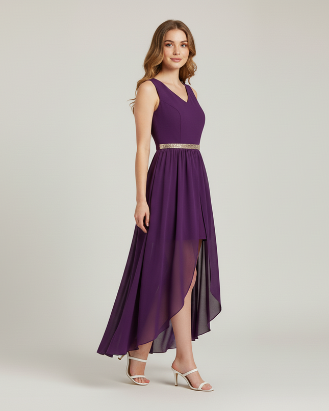 Jugendweihe Kleid Lila Perlen Einschulter | Festlich - Ansicht 3