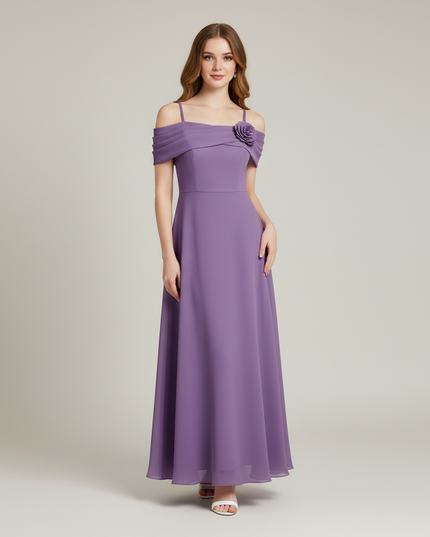 Jugendweihe Kleid Lila Schulterlos Chiffon | Festlich - Ansicht 1