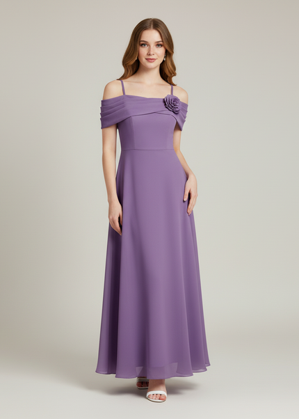 Jugendweihe Kleid Lila Schulterlos Chiffon | Festlich - Ansicht 1
