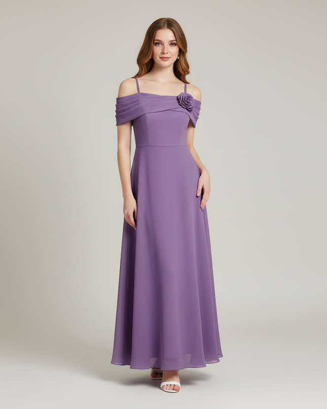 Jugendweihe Kleid Lila Schulterlos Chiffon | Festlich - Ansicht 1