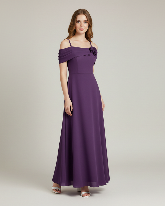 Jugendweihe Kleid Lila Schulterlos Chiffon | Festlich - Ansicht 3