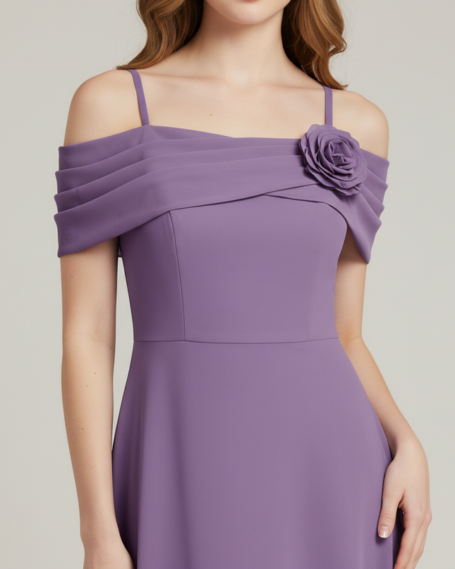 Jugendweihe Kleid Lila Schulterlos Chiffon | Festlich - Ansicht 4