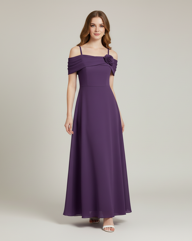 Jugendweihe Kleid Lila Schulterlos Chiffon | Festlich - Ansicht 5