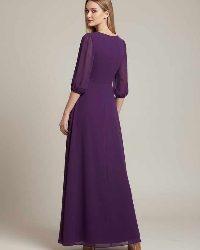 Jugendweihe Kleid Lila V Ausschnitt Chiffon | Festlich - Ansicht 2
