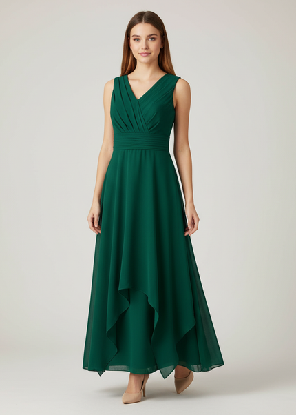 Mintgruenes Jugendweihe Kleid Chiffon Kinder - A-Linie - Ansicht 1