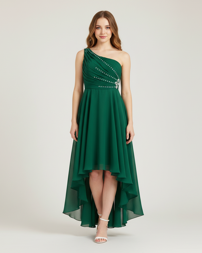 Mintgruenes Jugendweihe Kleid Chiffon Off Shoulder Kinder - Ansicht 1