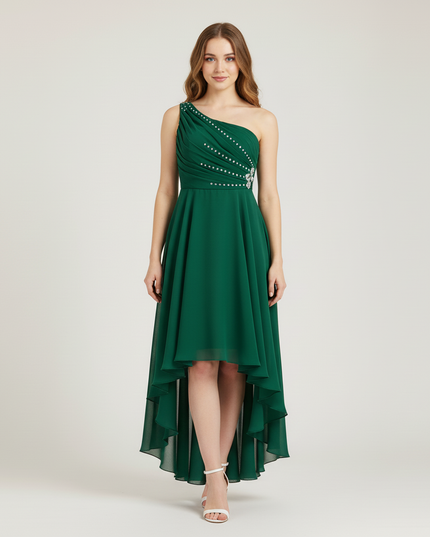 Mintgruenes Jugendweihe Kleid Chiffon Off Shoulder Kinder - Ansicht 5