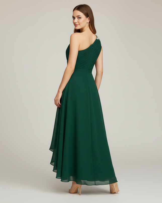 Mintgruenes Jugendweihe Kleid Einschulter | Pailletten - Ansicht 2