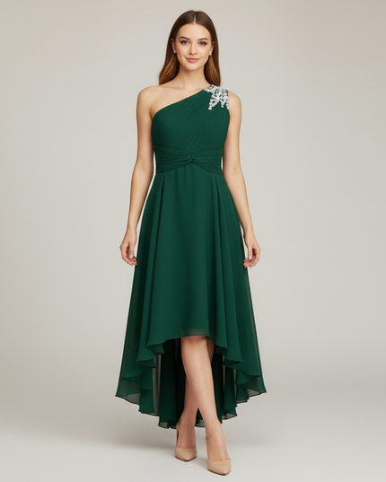 Mintgruenes Jugendweihe Kleid Einschulter | Pailletten - Ansicht 5
