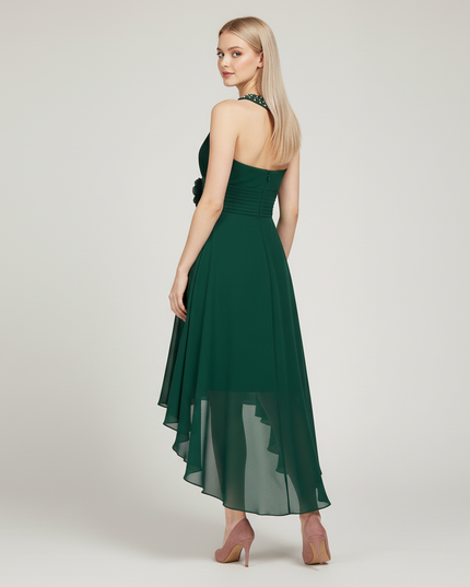 Mintgruenes Jugendweihe Kleid Hi-Low Ruched fuer Kinder - Ansicht 2