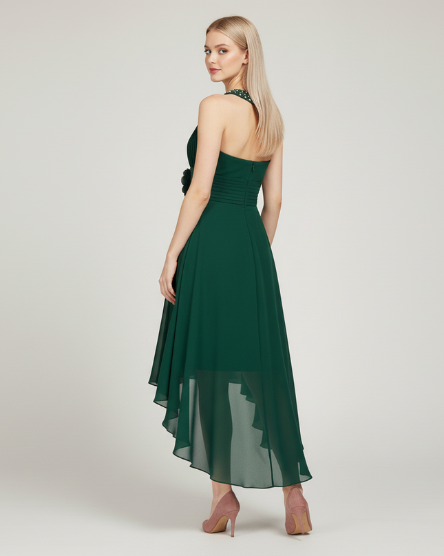 Mintgruenes Jugendweihe Kleid Hi-Low Ruched fuer Kinder - Ansicht 2