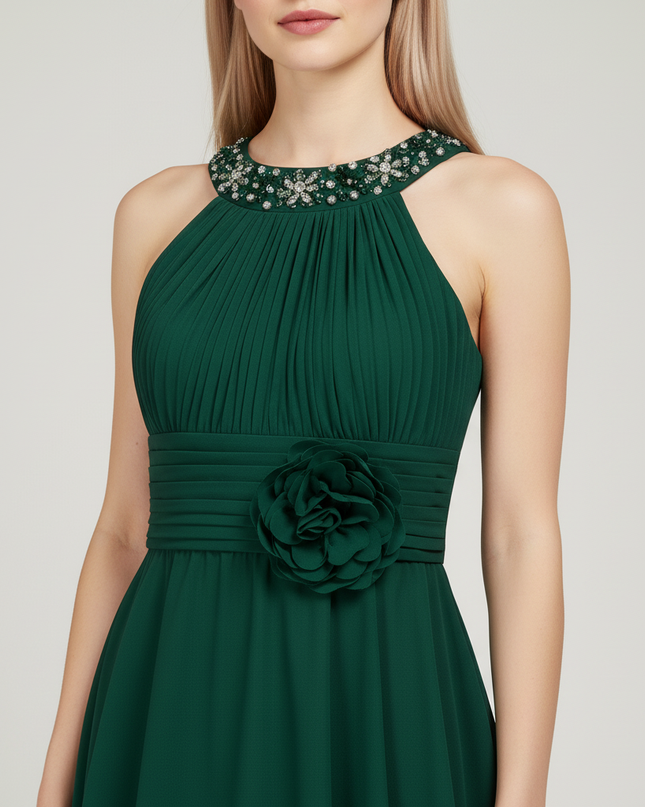 Mintgruenes Jugendweihe Kleid Hi-Low Ruched fuer Kinder - Ansicht 4