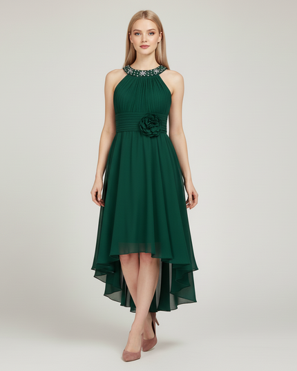 Mintgruenes Jugendweihe Kleid Hi-Low Ruched fuer Kinder - Ansicht 5