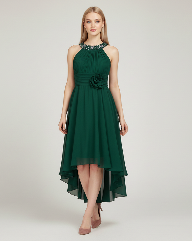 Mintgruenes Jugendweihe Kleid Hi-Low Ruched fuer Kinder - Ansicht 5