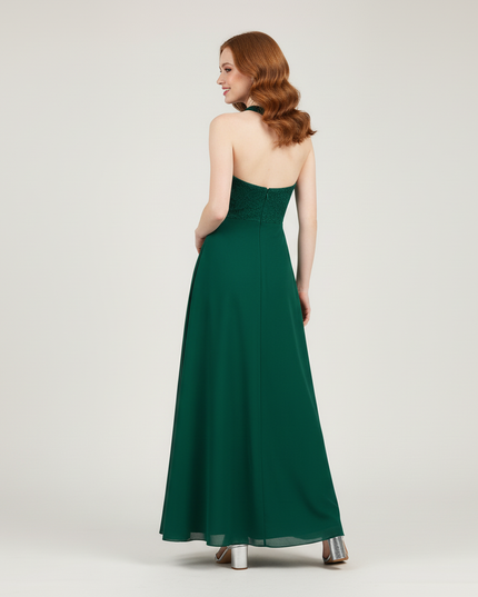 Mintgruenes Jugendweihe Kleid Lang Spitze Halter Kinder - Ansicht 2
