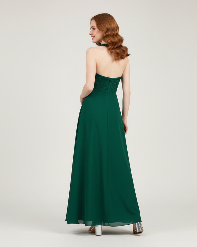 Mintgruenes Jugendweihe Kleid Lang Spitze Halter Kinder - Ansicht 2