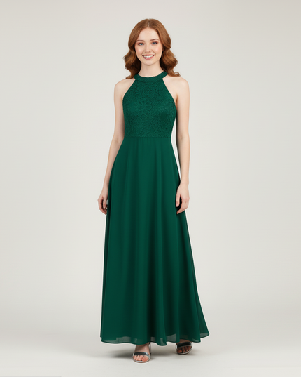 Mintgruenes Jugendweihe Kleid Lang Spitze Halter Kinder - Ansicht 5