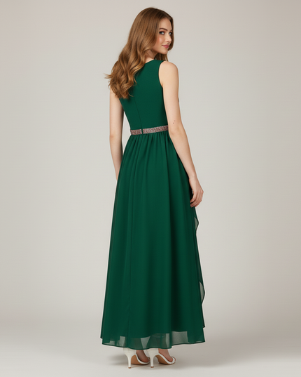 Mintgruenes Jugendweihe Kleid Perlen Asymmetrisch - Ansicht 2