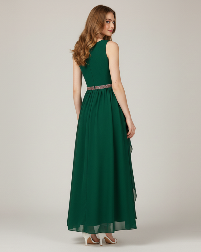 Mintgruenes Jugendweihe Kleid Perlen Asymmetrisch - Ansicht 2