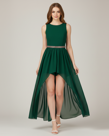 Mintgruenes Jugendweihe Kleid Perlen Asymmetrisch - Ansicht 5
