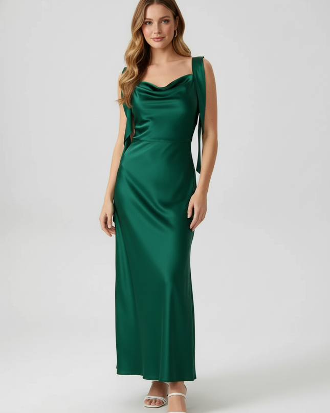 Mintgruenes Jugendweihe Kleid Satin Ruched mit Ruescheln - Ansicht 5