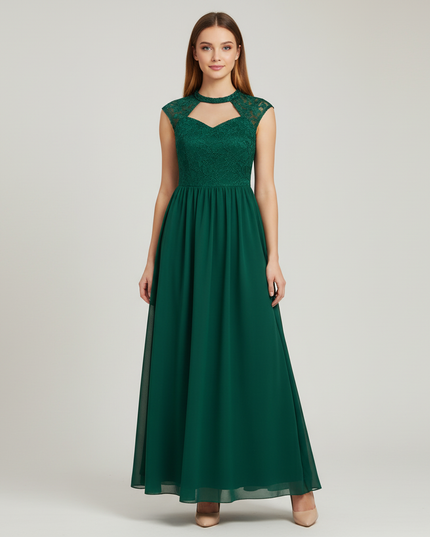 Mintgruenes Jugendweihe Kleid Spitze Blumen Chiffon Kinder - Ansicht 1