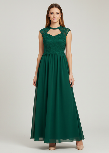 Mintgruenes Jugendweihe Kleid Spitze Blumen Chiffon Kinder - Ansicht 1