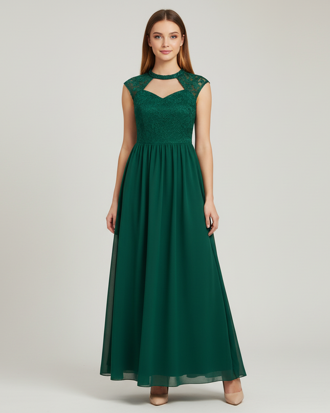 Mintgruenes Jugendweihe Kleid Spitze Blumen Chiffon Kinder - Ansicht 1