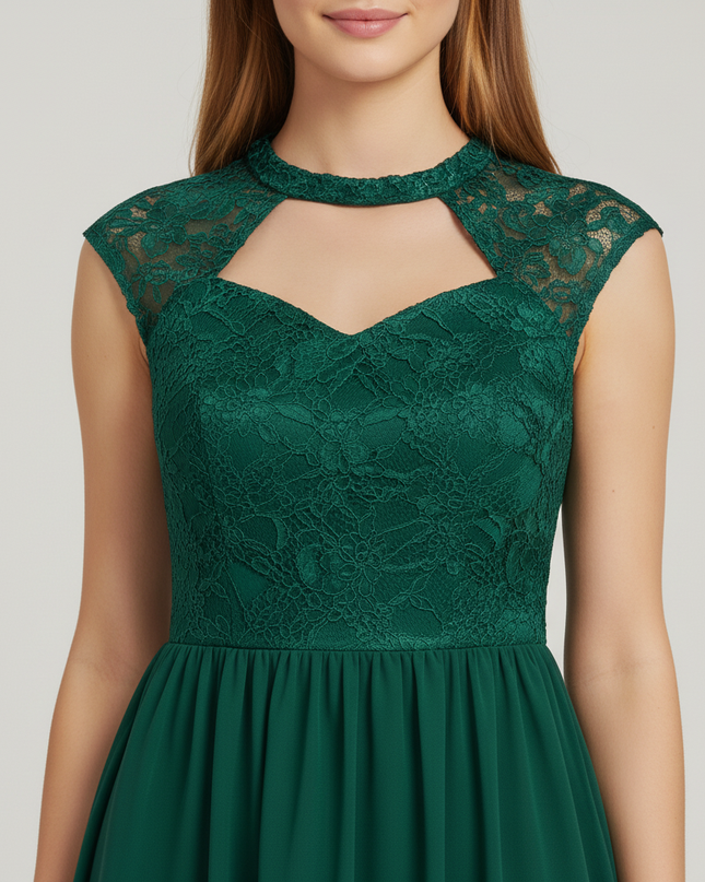 Mintgruenes Jugendweihe Kleid Spitze Blumen Chiffon Kinder - Ansicht 4