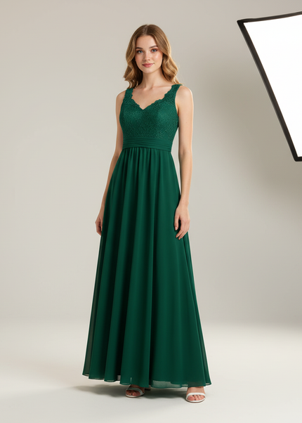 Tuerkises Jugendweihe Kleid Spitze Blumen fuer Kinder - Ansicht 1