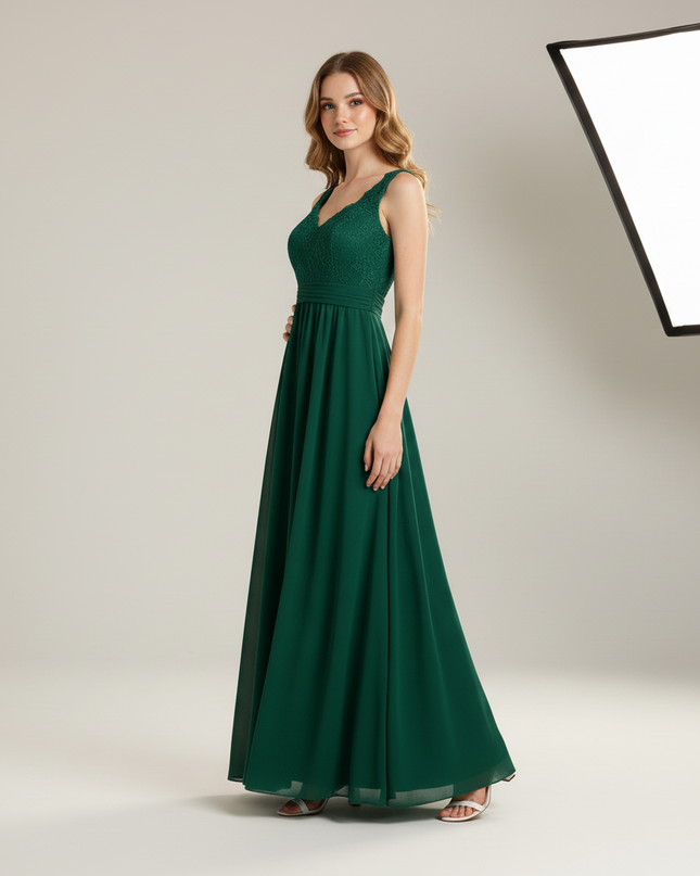 Tuerkises Jugendweihe Kleid Spitze Blumen fuer Kinder - Ansicht 3