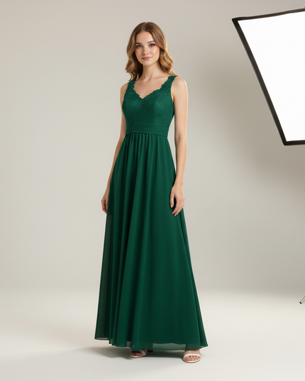 Tuerkises Jugendweihe Kleid Spitze Blumen fuer Kinder - Ansicht 5